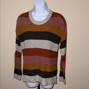 Madewell Colorblock Cotton Blend Knit Sweater Brown Rust Fall Women’s Size XS